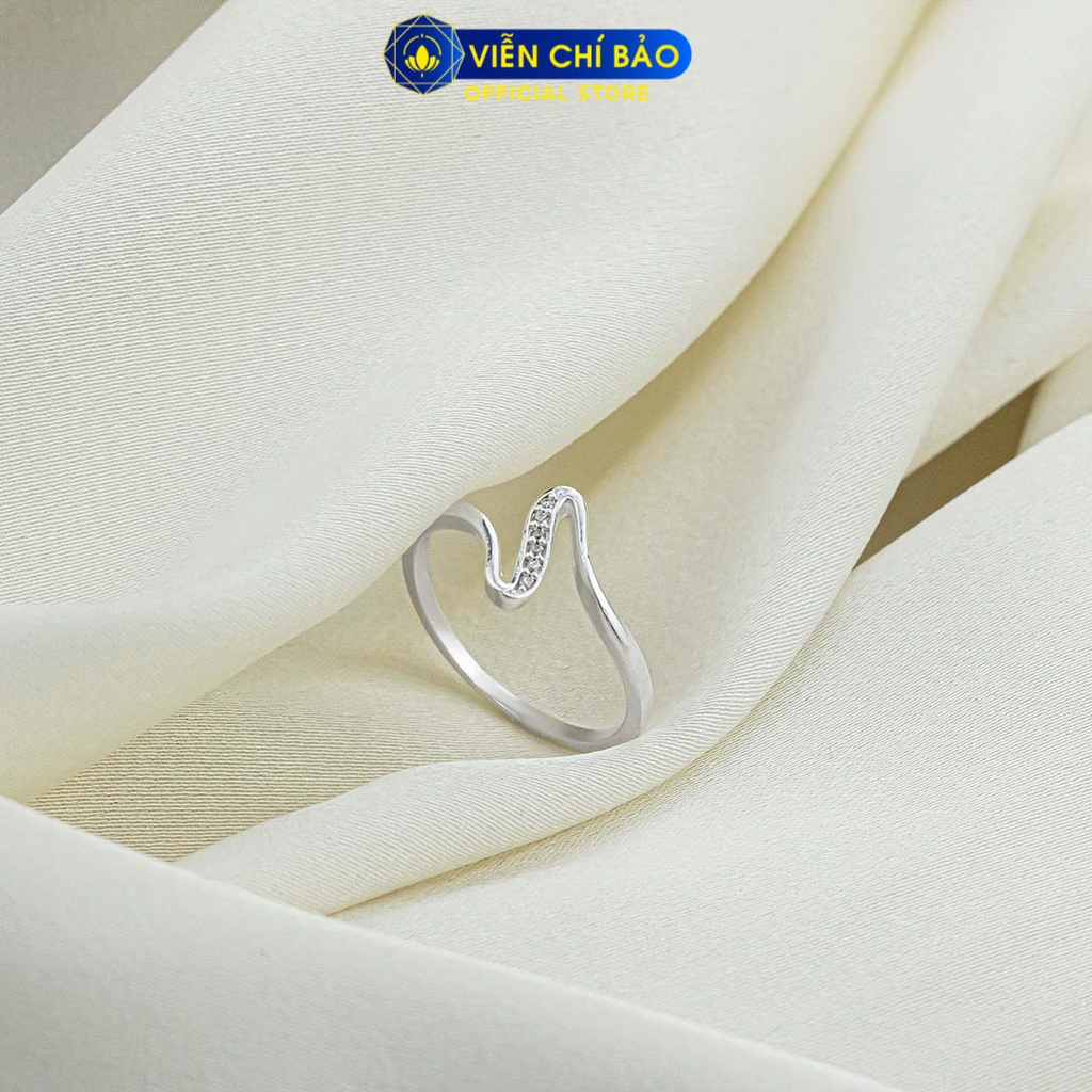 Nhẫn bạc nữ sóng đính đá chất liệu bạc 925 thời trang phụ kiện trang sức Viễn Chí Bảo N400236