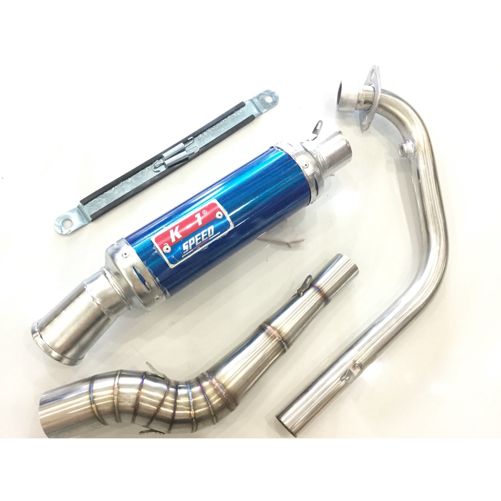 Bộ pô K1 XANH full cổ cong 2 KHÚC INOX 304 WAVE, SI, CUP, DREAM, EXCITER, WINER, SONIC, RAIDER FI, SATRIA, GSX