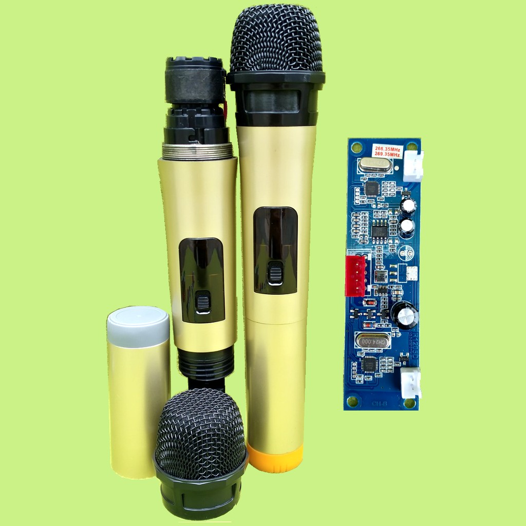 Micro không dây đôi VHF loa kéo mạch loa kéo màu vàng, micro cho loa kéo