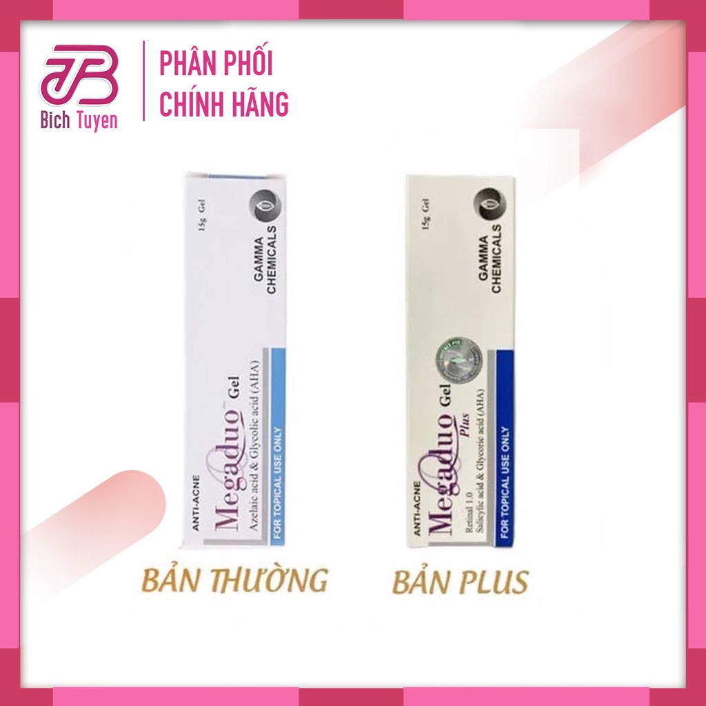 MEGADUO PLUS - MEGADUO THƯỜNG Gel ngừa mụn, mờ thâm Megaduo tuýp 15g Megaduo bản thường và Megaduo P