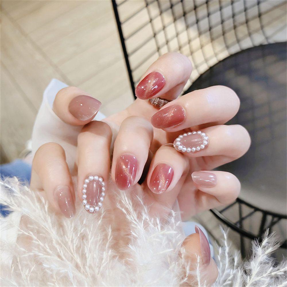 CACTU Set 24 Móng Tay Giả Đính Đá Dễ Thương Cho Nữ