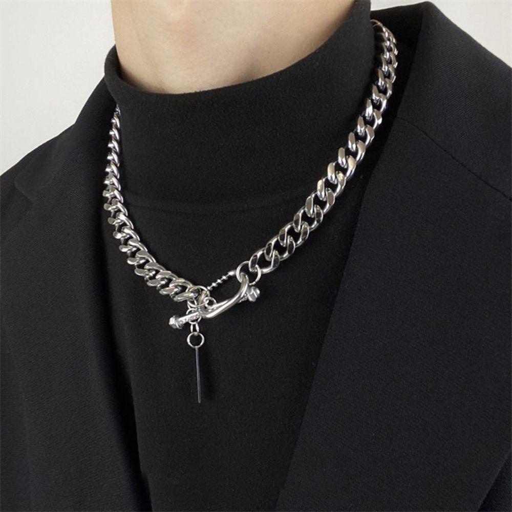 Vòng Cổ Dây Xích Bằng Thép Titan Phong Cách Punk Hàn Quốc Độc Đáo Cổ Điển Cho Nam Và Nữ