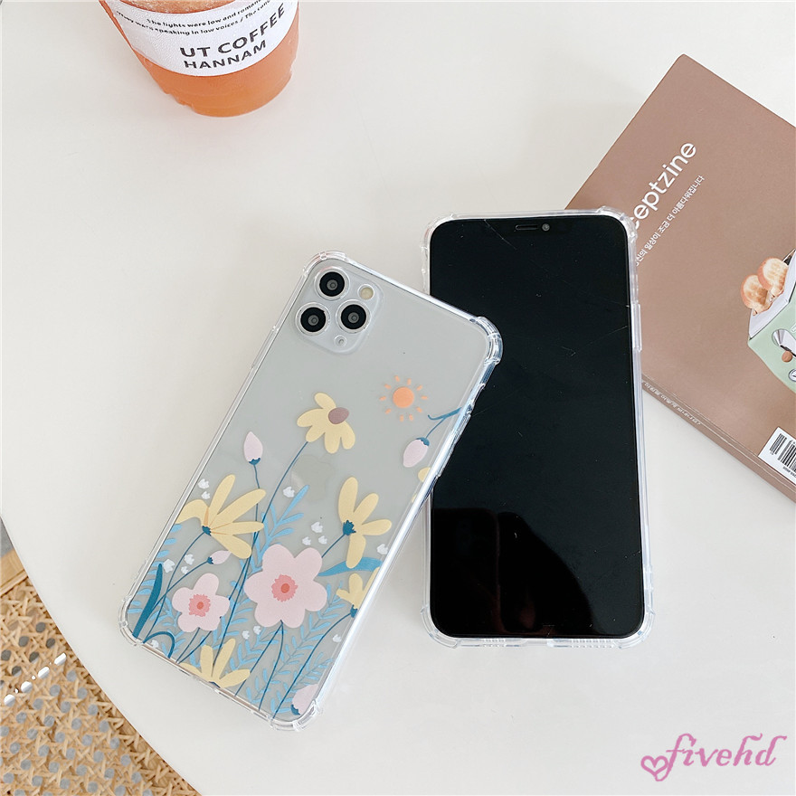 Ốp điện thoại silicon mềm trong suốt họa tiết hình hoa cho iPhone SE 2020 11 Pro Maxx Xs Max Xr 8 7 6 6s Plus | BigBuy360 - bigbuy360.vn