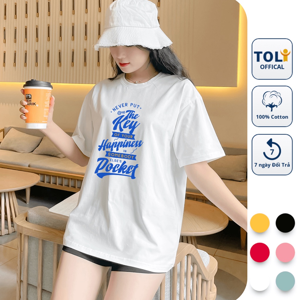 Áo Thun Nữ Form Rộng TOLI, Chất Cotton 4 Chiều Mềm Mịn, Co Dãn, Form Rộng Oversize [Trắng-R105]