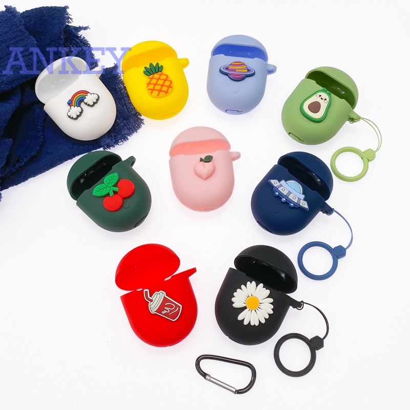 for Google Pixel Buds 2 / Buds A-Series Case Cute Fruit Silicone Buds2 Cover Shockproof Cover Wireless Bluetooth Earphone with Hook