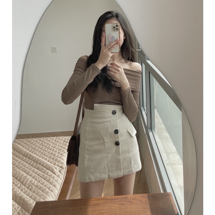 Chân váy nhung tăm 3 cúc 335 | BigBuy360 - bigbuy360.vn