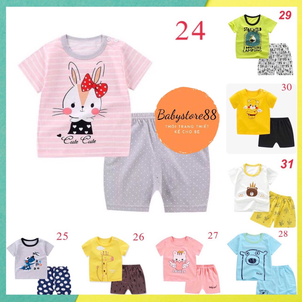 Bộ cộc tay bé trai bé gái Quảng Châu loại 1 bộ cho bé mặc nhà dễ thương chất liệu cotton BABYSTORE88 ( 24-31)