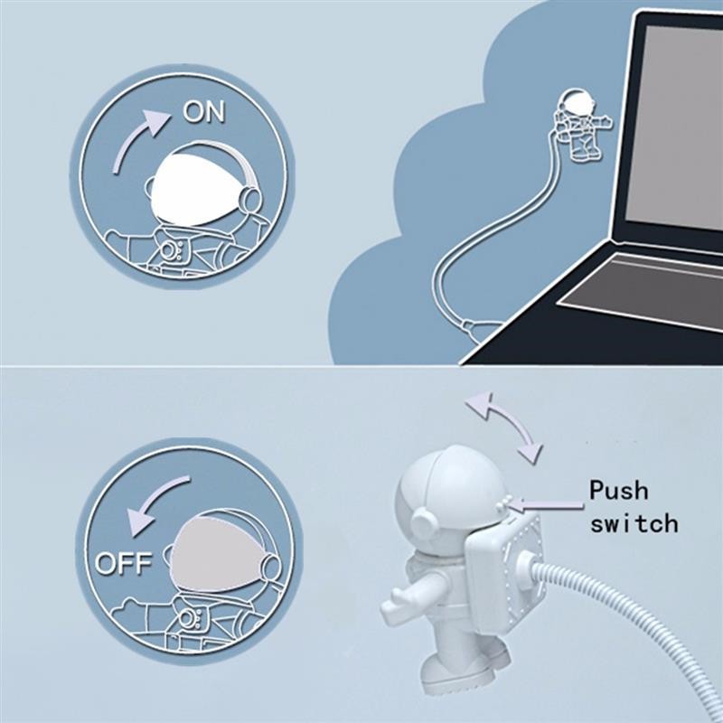 Đèn LED để bàn hình phi hành gia sạc cổng USB tiện lợi