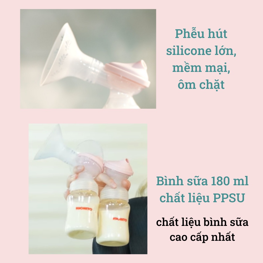 Máy hút sữa Hichito HT 2168, Máy hút sữa điện đôi thương hiệu Nhật Bản, hút êm, không đau, kích thích nhiều sữa