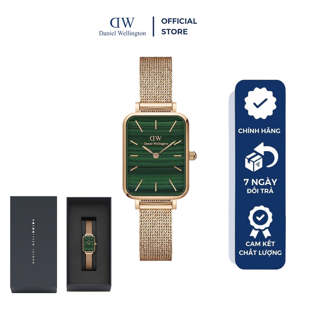 Đồng hồ nữ Daniel Wellington Quadro DW00100437 mặt vuông dây kim loại (DW)