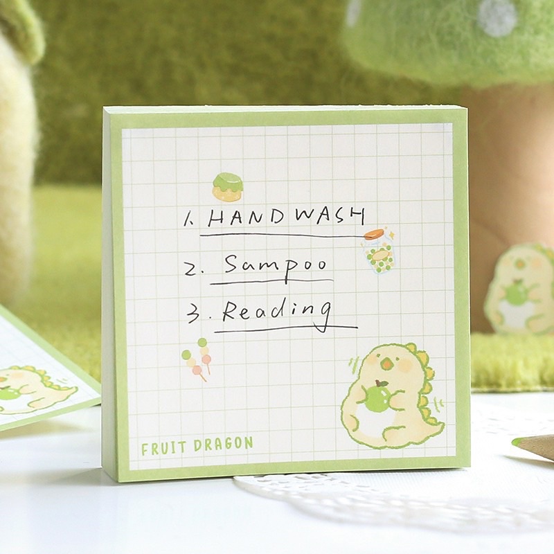 Giấy note ghi chú CARD LOVER kẻ caro hình khủng long đáng yêu