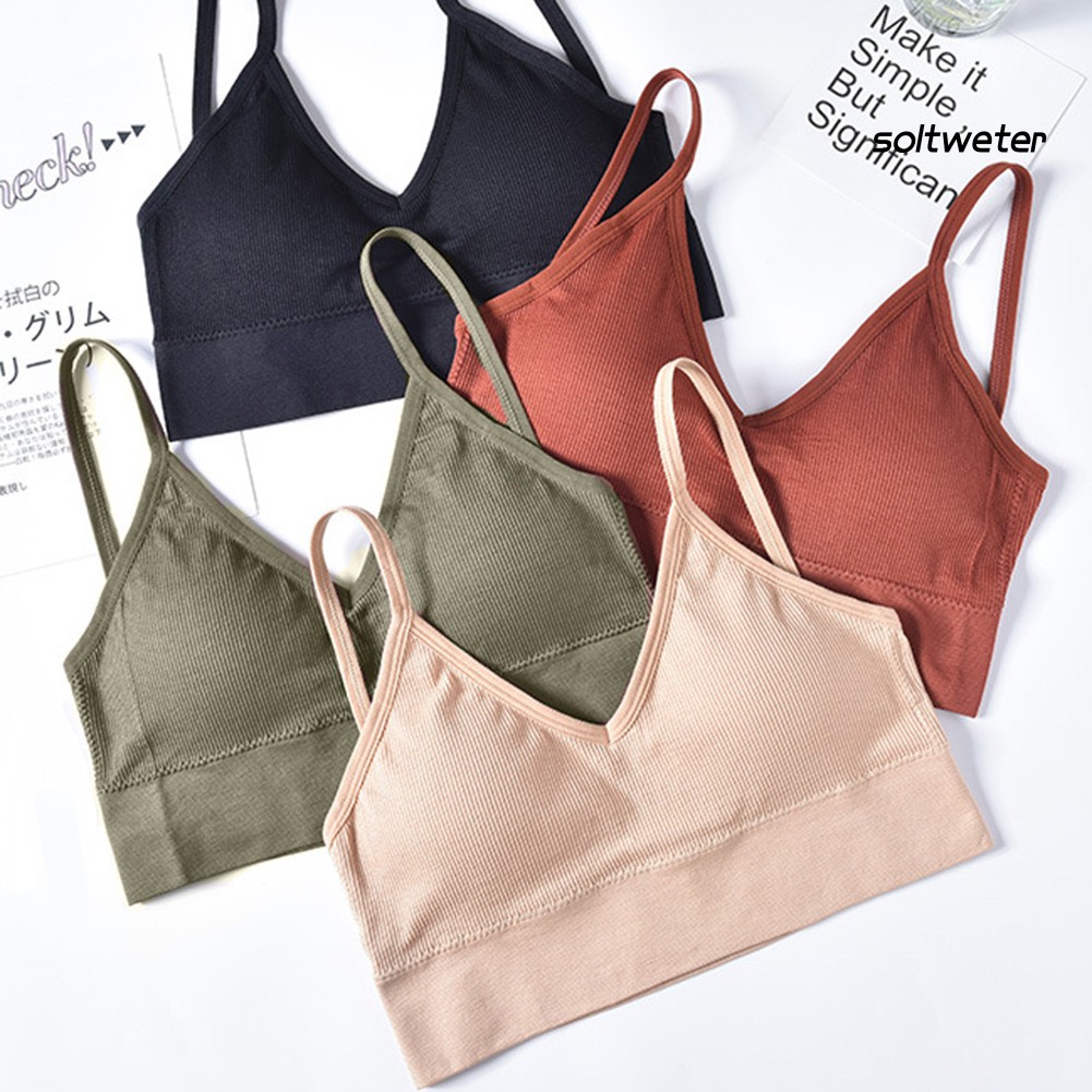 Áo Ngực Thể Thao Co Giãn Màu Trơn Cho Nữ