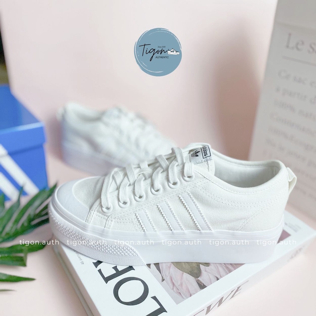 Giày Thể Thao Trắng Adidas Chính Hãng,  Giày Thể Thao Nữ Adida Nizza Platform