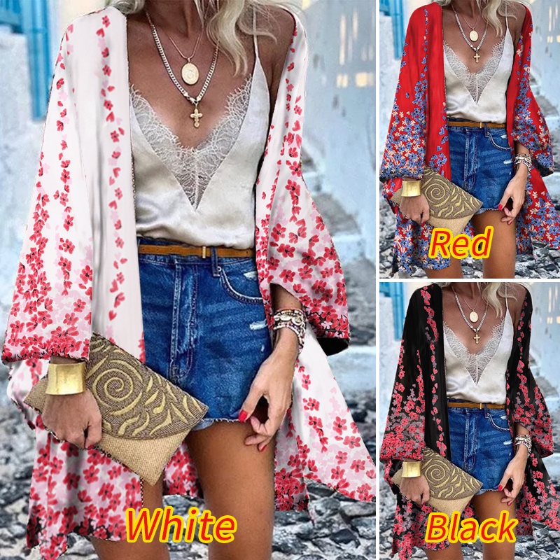 Áo khoác cardigan Zanzea tay dài loe in họa tiết hoa tùy chọn màu sắc cho nữ