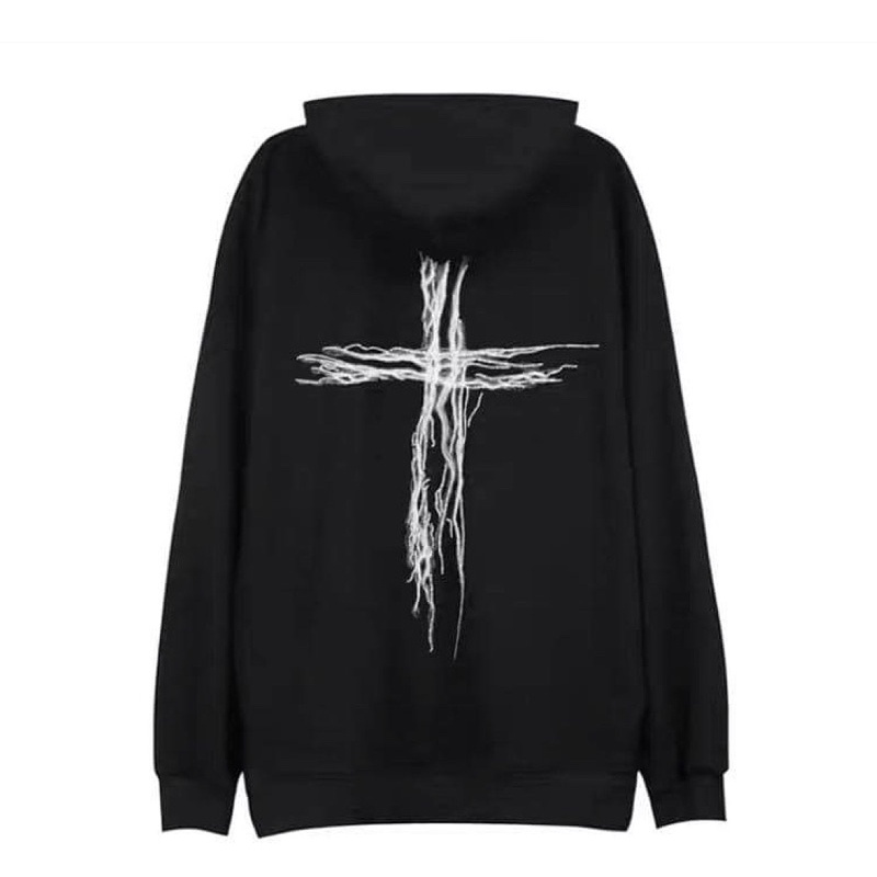 [sẵn] Áo Hoodie Nỉ Dáng Rộng CRUCIFIX 2 màu xám và đen