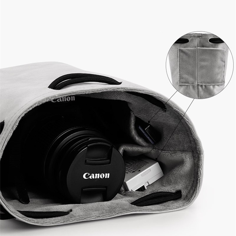 Baona Túi Da Dây Rút Chống Nước Đựng Máy Ảnh DSLR Ốp