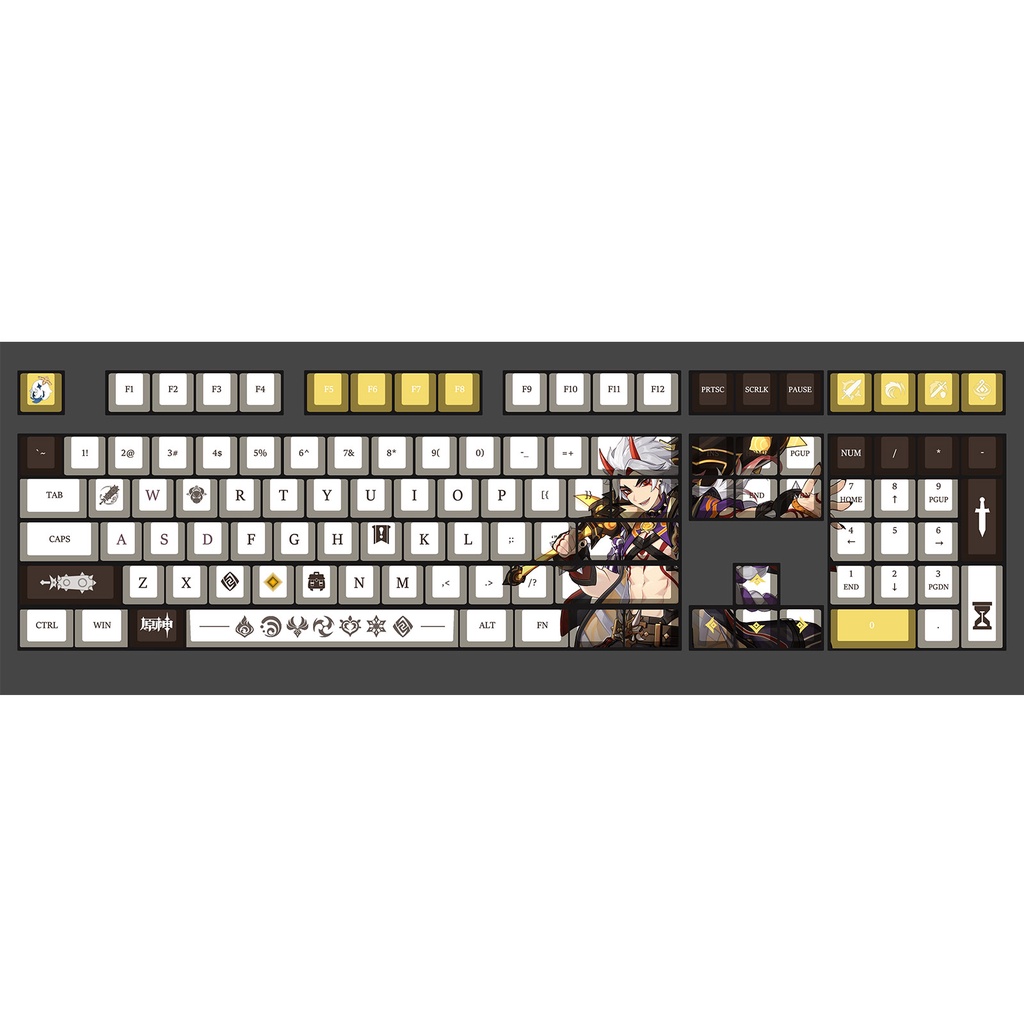 Arataki Itto Keycap Genshin Impact Theme Keycap PBT Dye Thăng hoa Bàn phím cơ Keycap Hồ sơ OEM Anime Keycap cá nhân hóa 108 Phím