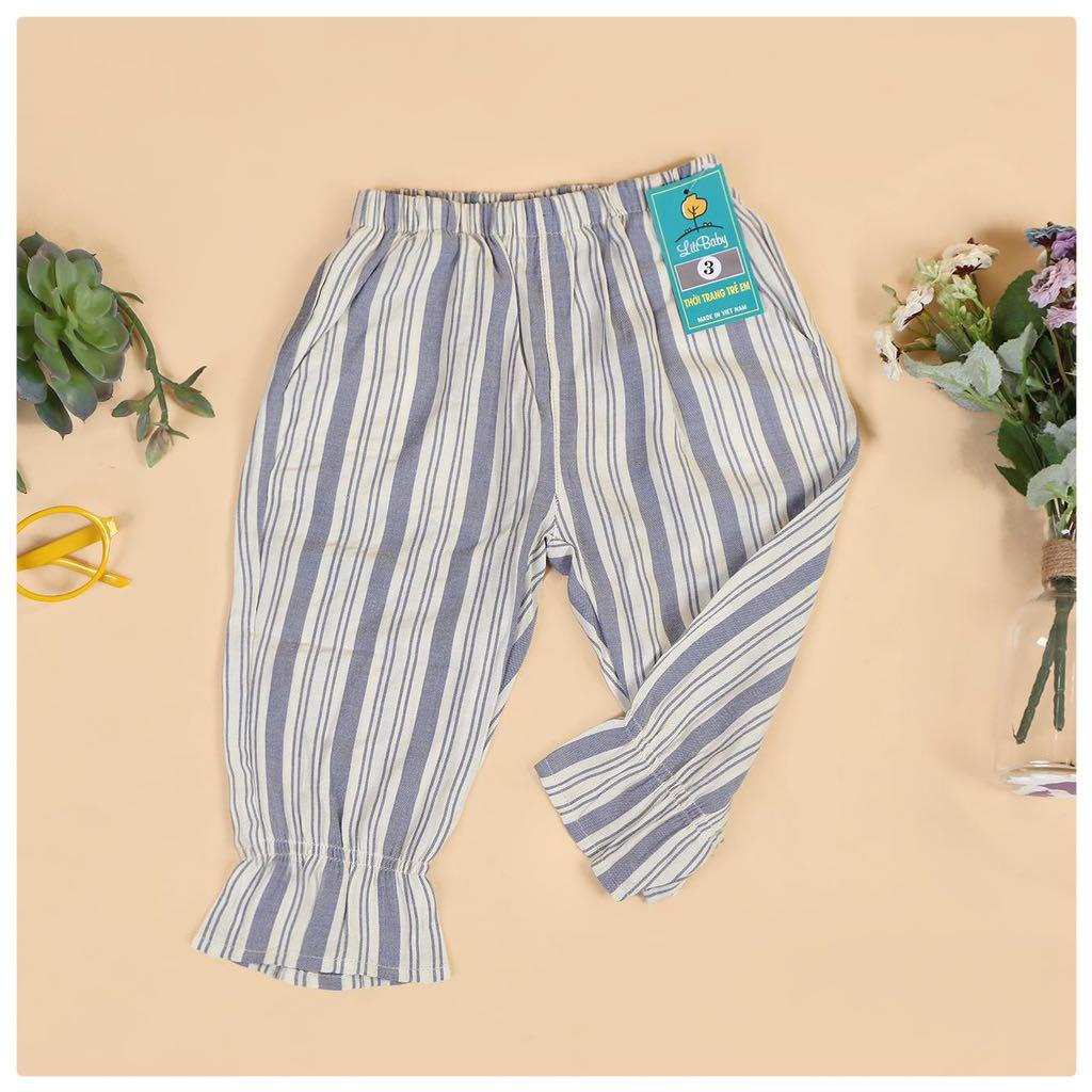 Quần kẻ bé gái LITIBABY, dáng bo chun kẻ sọc, size 2/6T . Hàng đẹp giá tốt