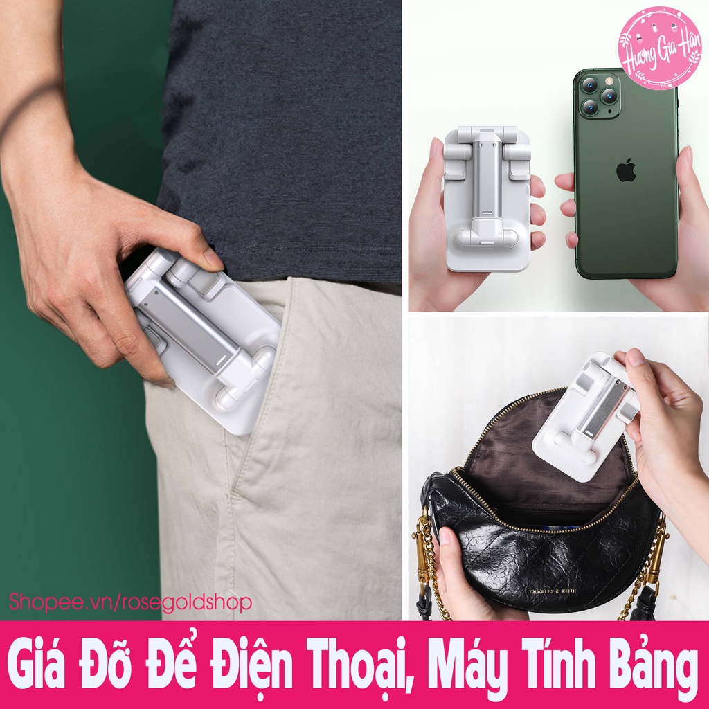 Giá Đỡ Để Điện Thoại, Máy Tính Bảng Gấp Gọn Có Kèm Gương Trang Điểm, Chỉnh Được Độ Cao