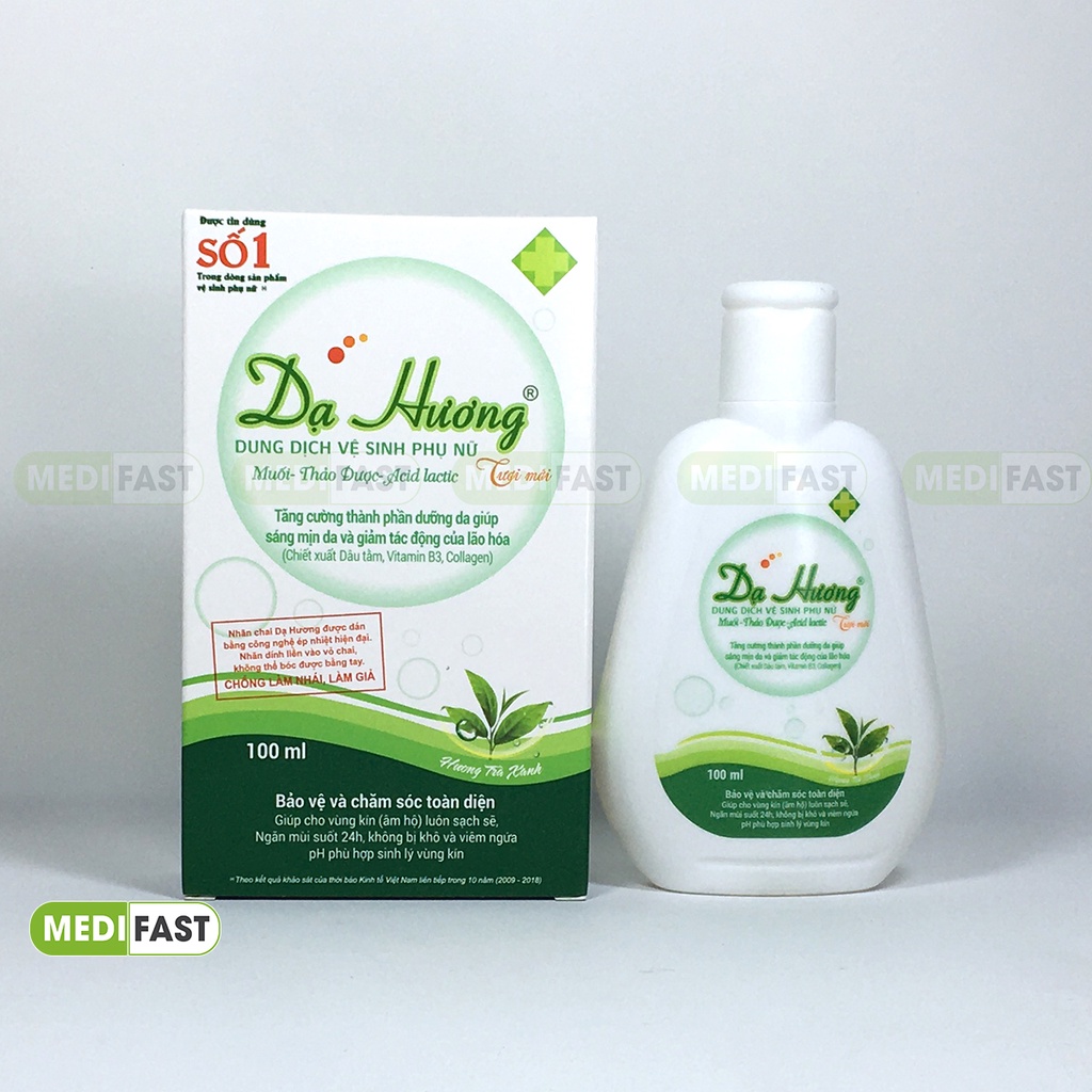 Dung dịch vệ sinh phụ nữ Dạ Hương chai 100ml mẫu mới làm sạch, khử mùi, dưỡng da, chống khô rát thành phần dược liệu