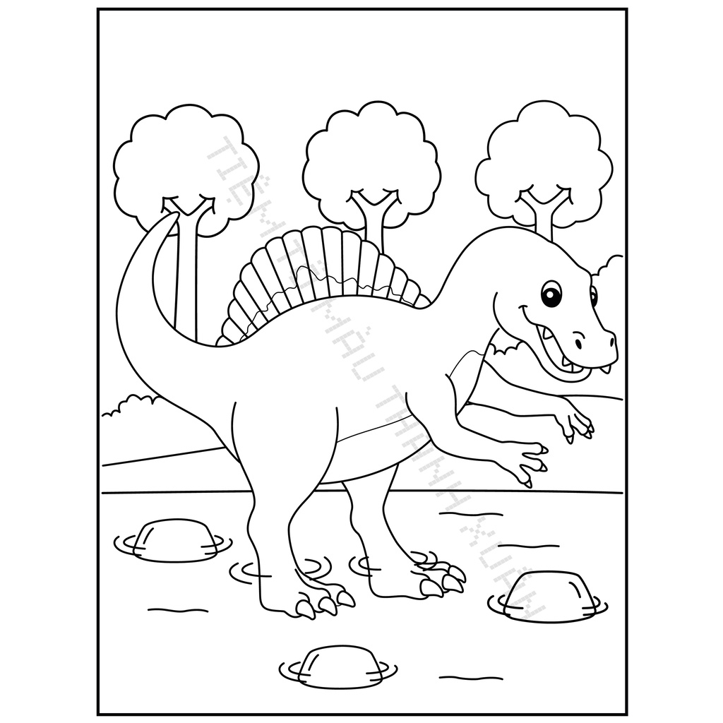 Set 30 Tờ Tranh Tô Màu Khủng Long Dễ Thương Cho Bé Tô Màu Sáp, Màu Chì - Tiệm Tô Màu Thanh Xuân