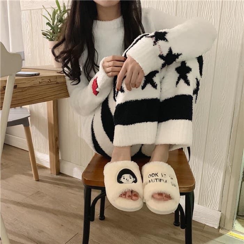 Dép lông mang trong nhà cặp cho nam và nữ