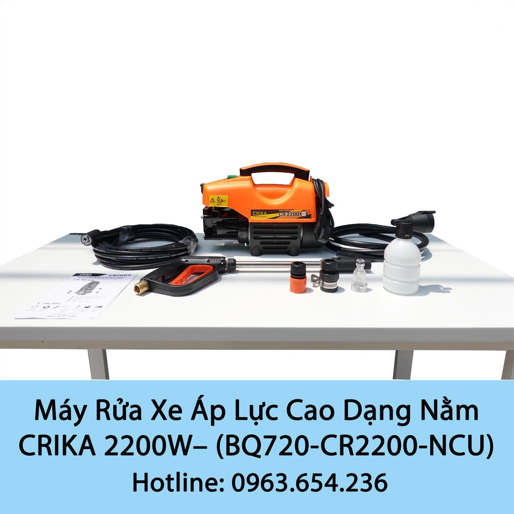 Máy rửa xe áp lực cao CriKa - ĐỘNG CƠ LÕI ĐỒNG ÁP LỰC NƯỚC 220 BAR - công suất 2200W