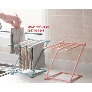 Dàn treo khăn gập gọn / Giá úp cốc bồn rửa đa năng
