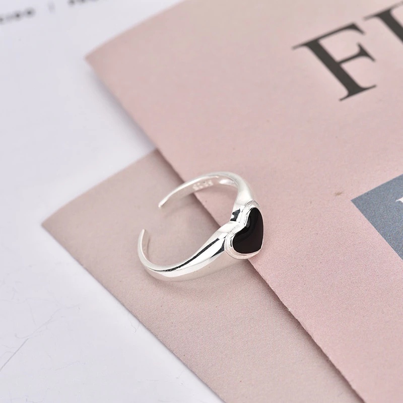 [VES]Minimalist Heart Crying Face Open Rings/ Trendy Adjustable Metal Finger Rings for Women/ Vintage Party Jewelry Gifts for Bar Club