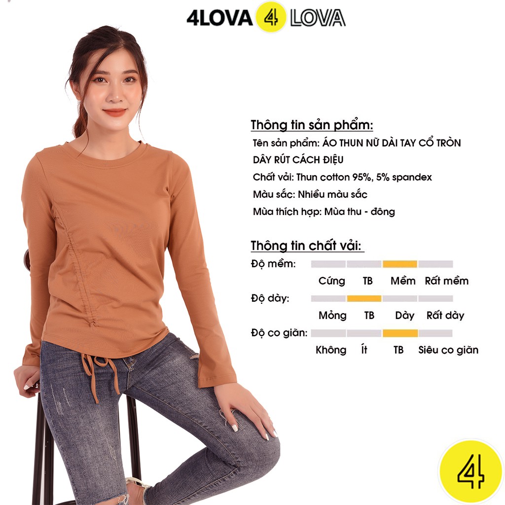 Áo thun nữ 4LOVA dài tay cổ tròn dây rút sành điệu