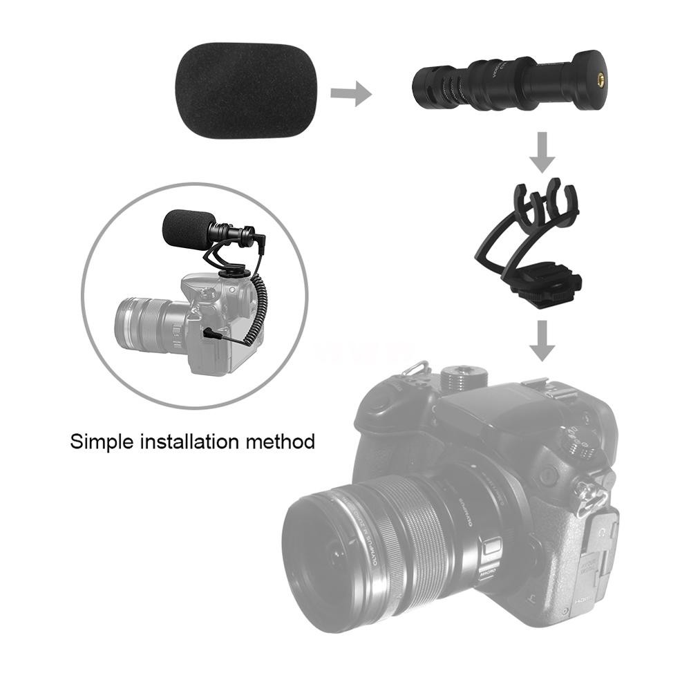 COMICA CVM-VM10II Full Metal MINI Compact On-Camera Cardioid Directional Video Microphone with Shock-Mount for iPhone Samsung Huawei Smartphones for DJI OSMO for GoPro 3,3+,4,5 for Sony A7RII A7 for Panasonic GH4 GH5 ILDC Cameras