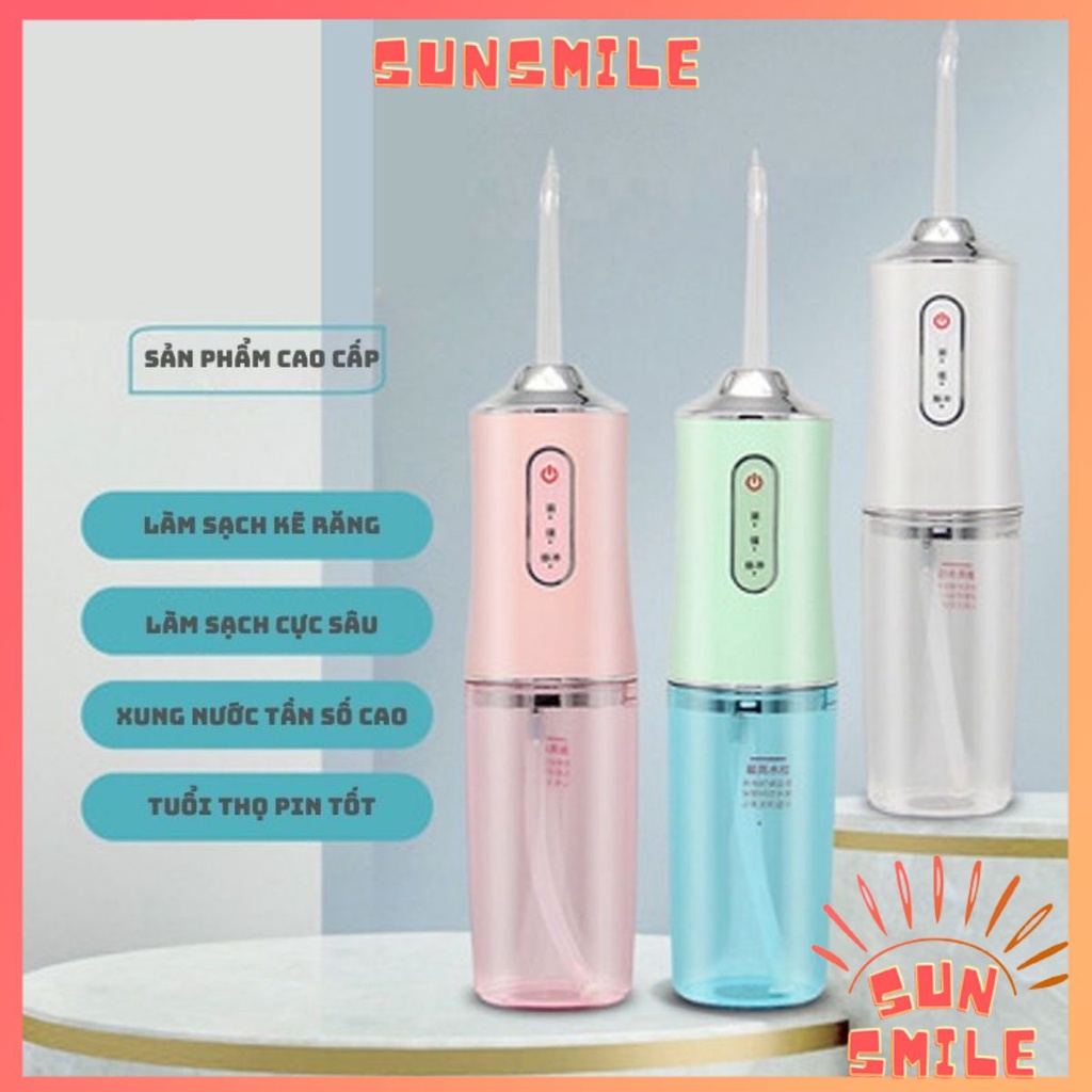 Máy tăm nước cầm tay Oral Irrigator Sun Smile tăm nước vệ sinh răng 3 chế độ, cao cấp tiêu chuẩn châu âu