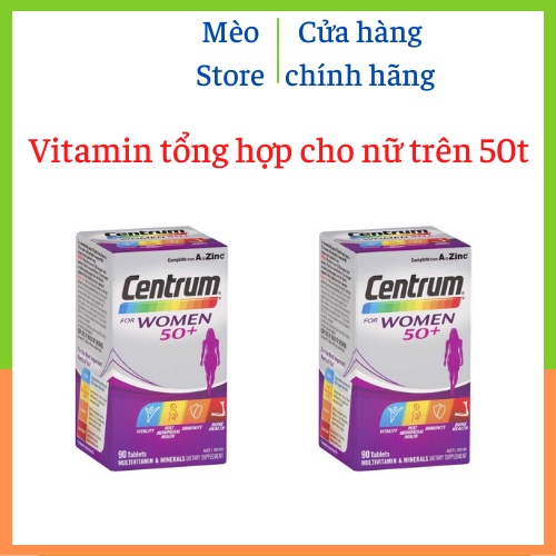 Vitamin tổng hợp dành cho nữ trên 50 tuổi Centrum for women 50+  hộp 90 viên- Hàng nội địa Úc, có tem chemist