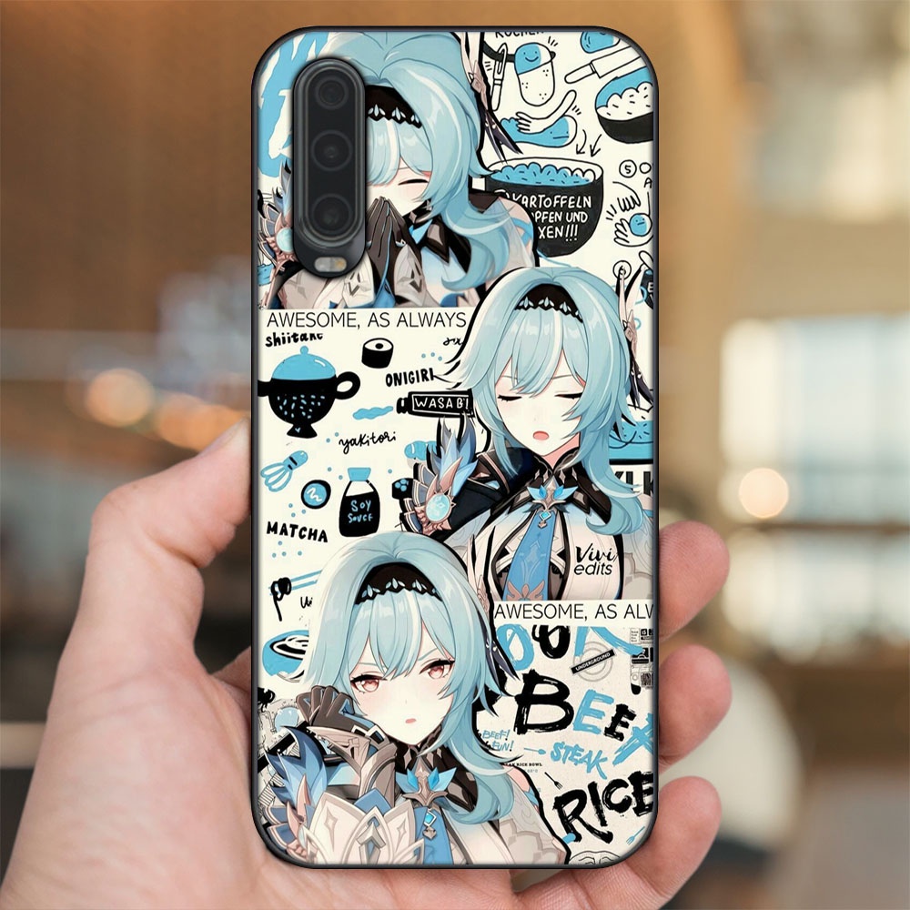 Ốp lưng Huawei P30 viền đen in hình Eula Genshin Impact
