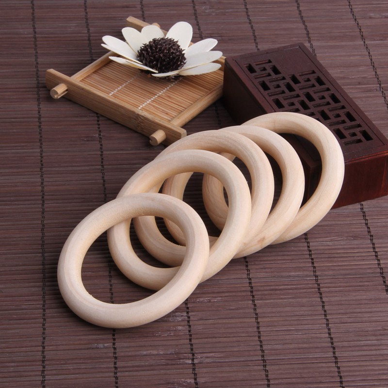 Set 5 vòng đeo tay bằng gỗ 70mm dùng làm đồ trang sức thủ công