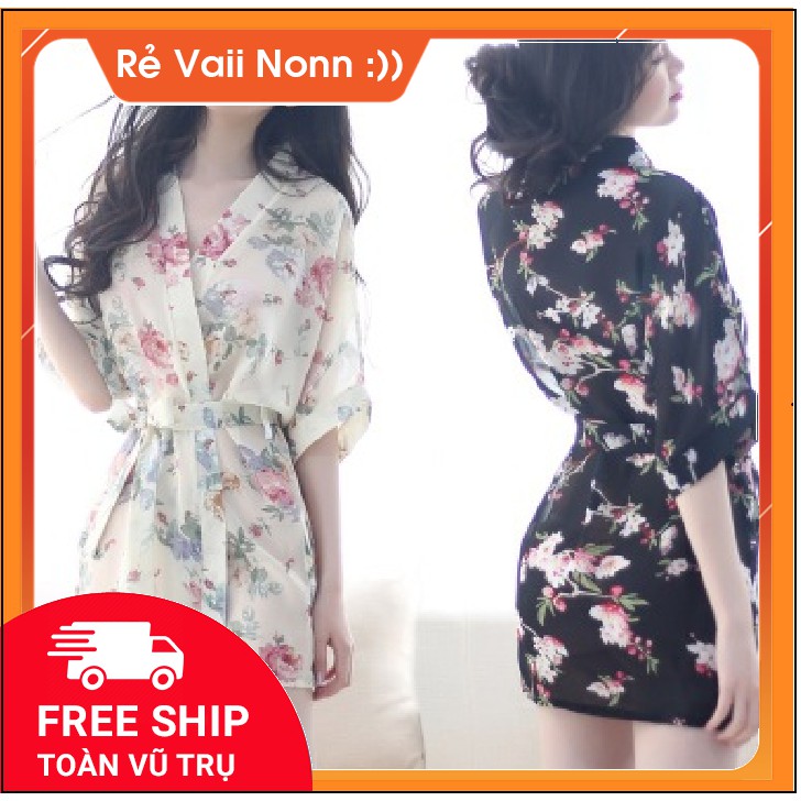 Áo choàng ngủ sexy BIGsize kimono chiffon hoa cao cấp váy ngủ sexy đẹp giá rẻ siêu sale