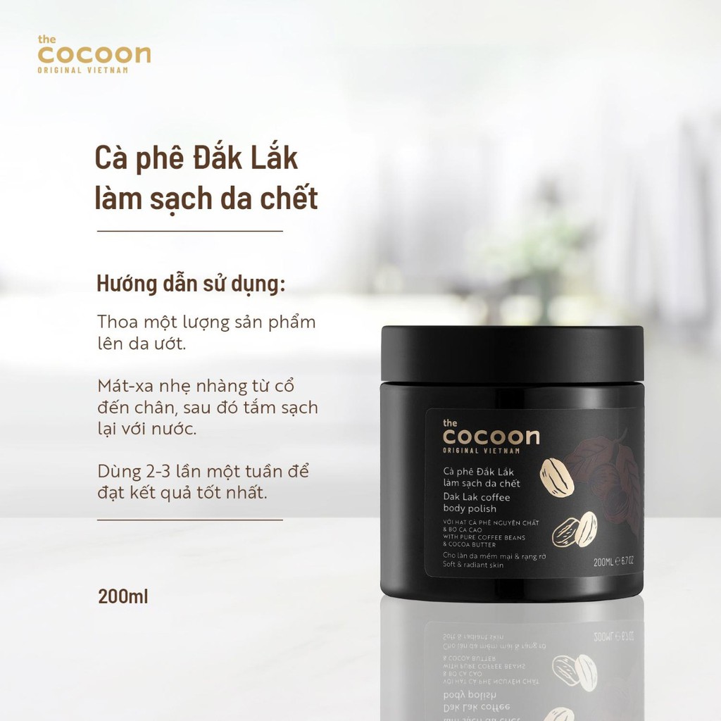 Tẩy tế bào chết toàn thân COCOON Cà phê Đắc Lắc làm sạch da chết Đăk Lăk 200ml