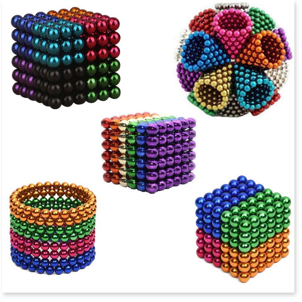 Bi nam châm tròn - bucky ball 5mm 8 màu 216 viên