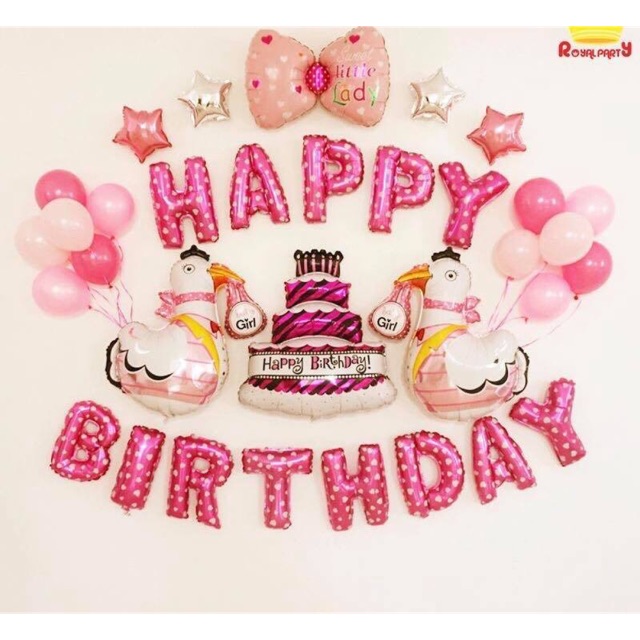 SET BÓNG SINH NHẬT CHỦ ĐỀ GÀ CON XANH, HỒNG