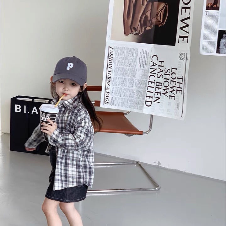 [Hàng Có Sẵn Bán Chạy] Áo Sơ Mi Cotton Tay Dài Kẻ Sọc Thời Trang Xuân Thu Phong Cách Hàn Quốc Dễ Phối Đồ Cho Bé Gái