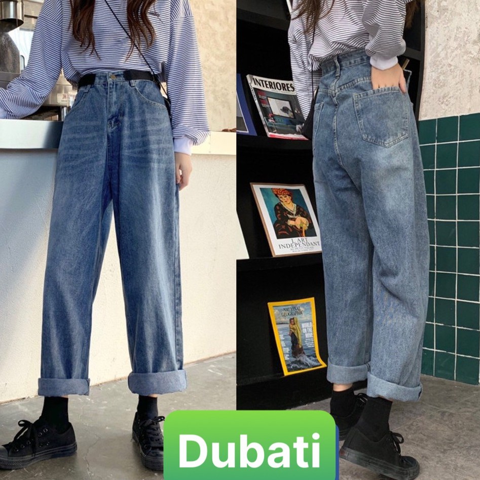 QUẦN JEAN NỮ, QUẦN BAGGY, ỐNG SUÔNG RỘNG LƯNG CAO TRƠN SUÔNG - DB 20 - DUBATI FASHION