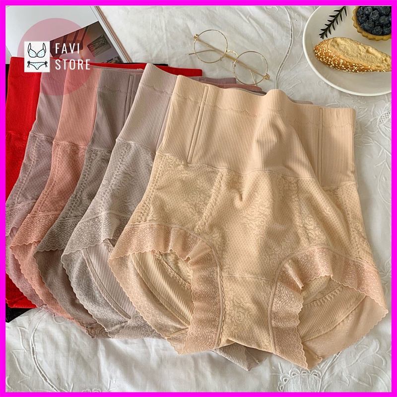 Quần lót nữ size to big size cạp cao gen bụng định hình eo chất ren cao cấp thoáng khí mặc trong váy FAVISTORE - QL036