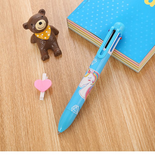 Bút bi bấm 6 màu mực khác nhau ghi chú cute