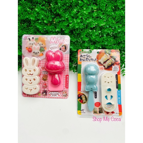 Bộ khuôn cơm thỏ, hải ly cán dài Mimy Nhật bản