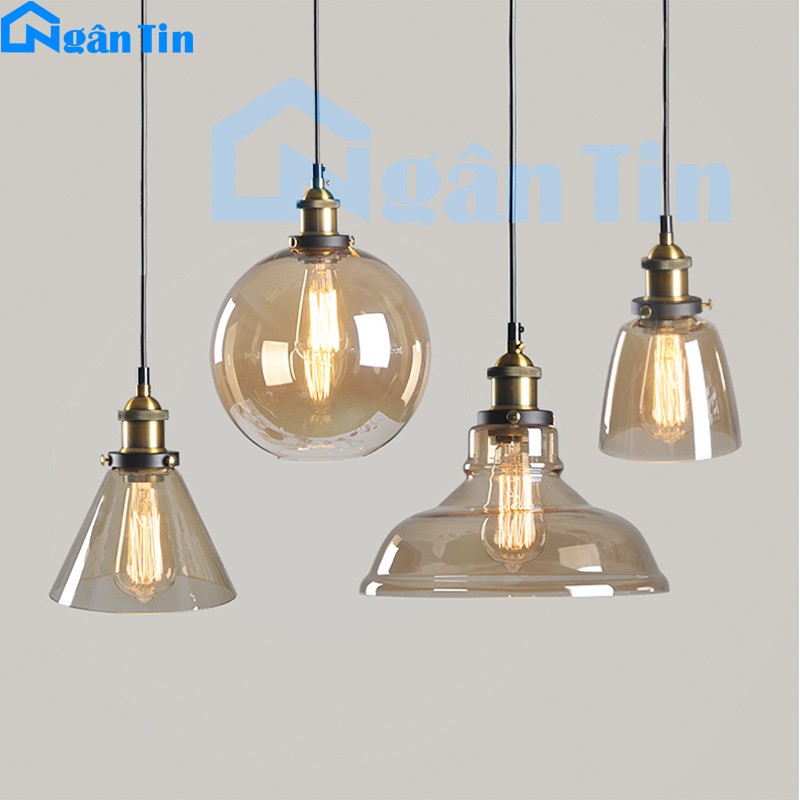 Đèn thả trần thủy tinh trang trí nhà quán cà phê THCN11-B Ngân Tin (Tặng kèm 1 bóng Led edison 4w ánh sáng vàng)