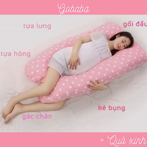 Gối bầu Gobaba, Gối chữ U chất vải cotton lụa Hàn Quốc mát mẻ không nóng