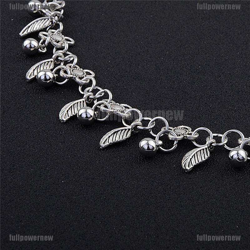 Lắc chân mắt xích kim loại đính hình chiếc lá và đồng xu phong cách Bohomian | BigBuy360 - bigbuy360.vn