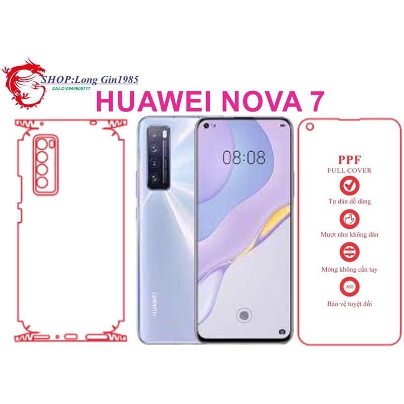 Huawei Nova 7 miếng dán trong Ppf mặt sau và mặt trước chống va đập chống trầy xước