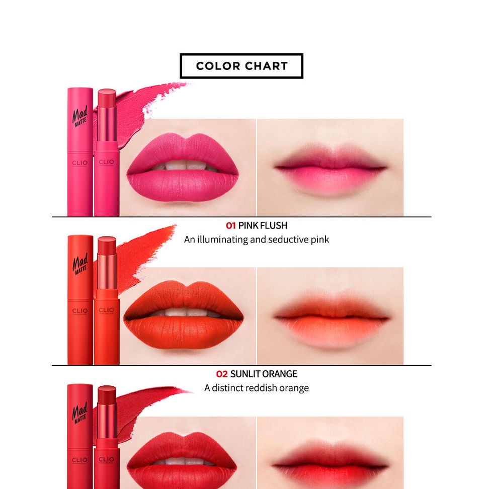 Son Thỏi Clio Mad Matte Lip 18ad 002 Sunlit Orange 4.5g