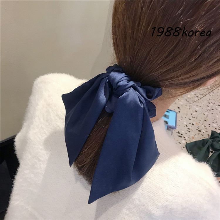 Dây Buộc Tóc Đính Nơ Lụa Phong Cách Retro Xinh Xắn Cho Nữ